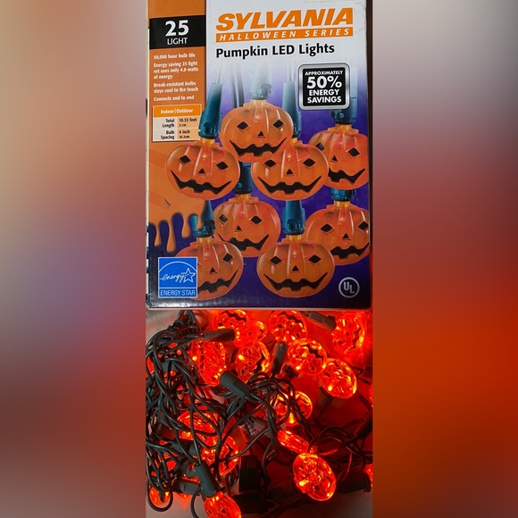 Sylvania Pumpkin LED Lights, 25-light set.
10.33 feet Bulb spacing of 4 inches - Picture 1 of 2